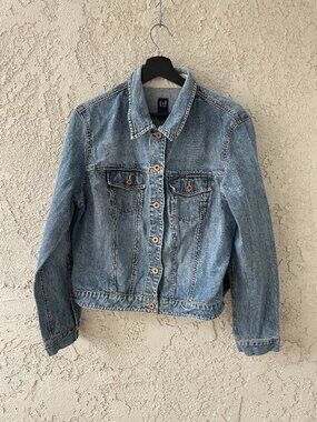 GAP Men's Blue Jean Denim Jacket XL Boxy Cropped Minimalist Streetwear Style
